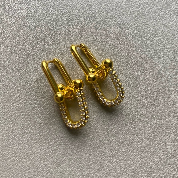 Gold Bling Link Earrings - Picture 3 of 4